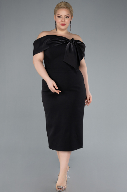 Robe De Fête Grande Taille Midi Noir ABK2321