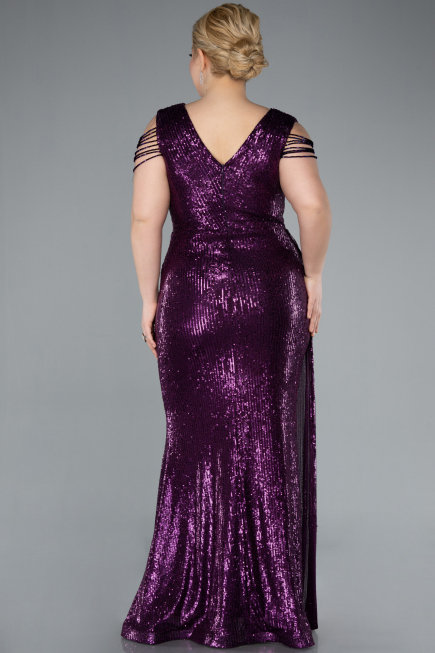 Robe de Soirée Grande Taille Longue Violet Foncé ABU4886