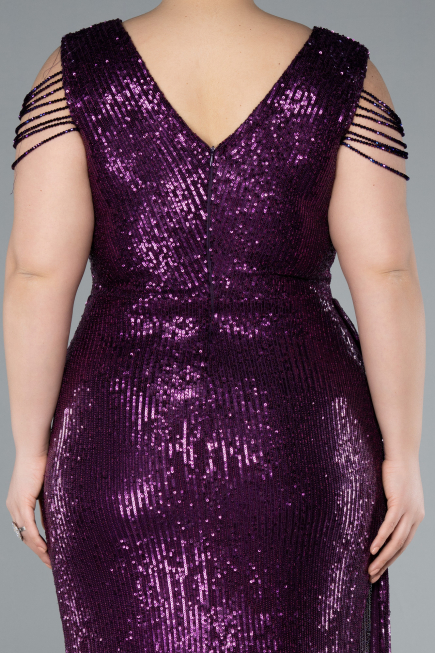 Robe de Soirée Grande Taille Longue Violet Foncé ABU4886