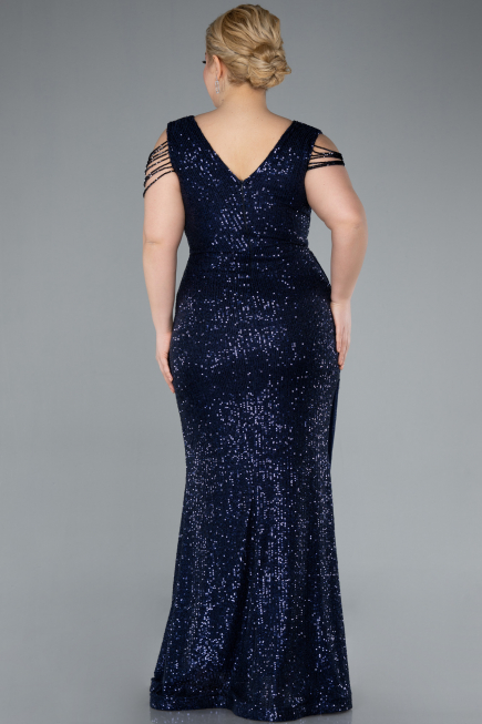 Robe de Soirée Grande Taille Longue Bleu Marine ABU4886