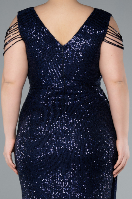 Robe de Soirée Grande Taille Longue Bleu Marine ABU4886
