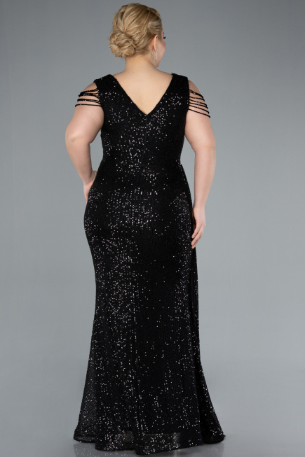 Robe de Soirée Grande Taille Longue Noir ABU4886