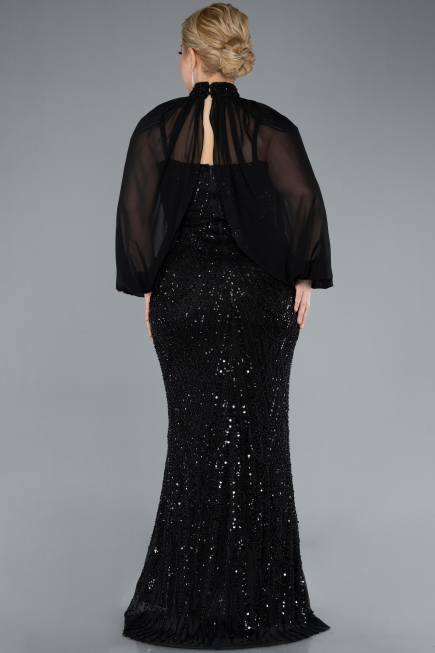 Robe De Fiançailles Grande Taille Longue Noir ABU4890