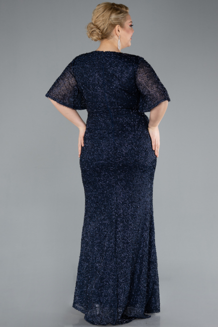 Robe De Soirée Grande Taille Longue Bleu Marine ABU4542