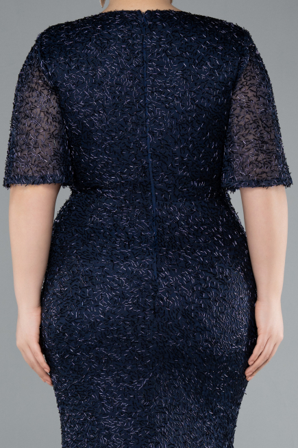 Robe De Soirée Grande Taille Longue Bleu Marine ABU4542
