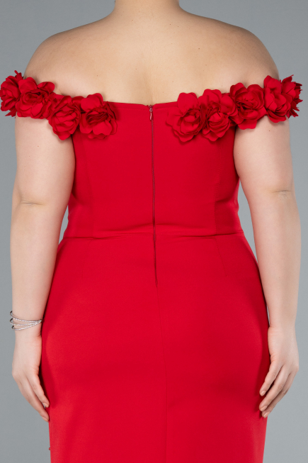 Robe De Fête Grande Taille Midi Rouge ABK2318