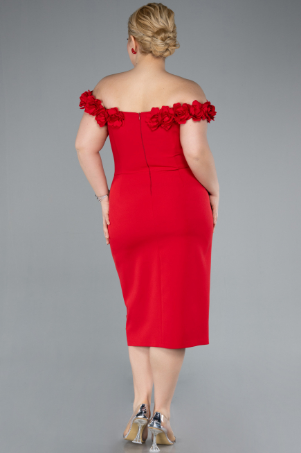 Robe De Fête Grande Taille Midi Rouge ABK2318