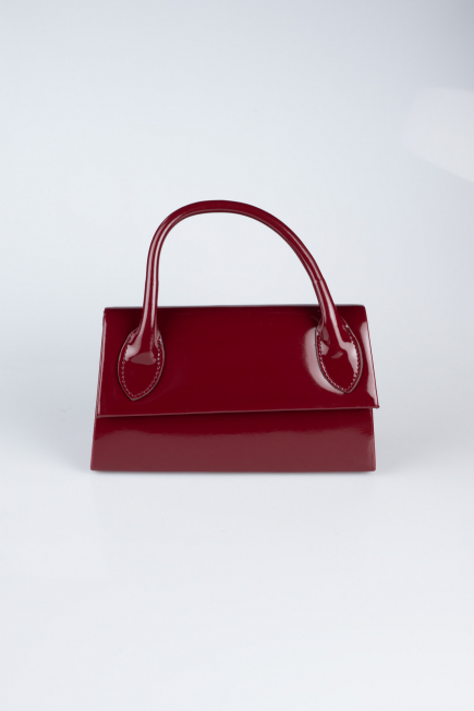 Sac de Soirée Luxe Cuir Verni Rouge Bordeaux KC163
