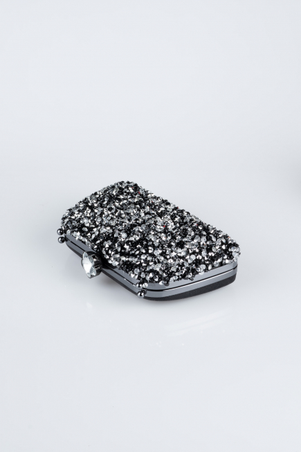 Sac de Soirée Luxe Plâtre Noir-Argent SH849