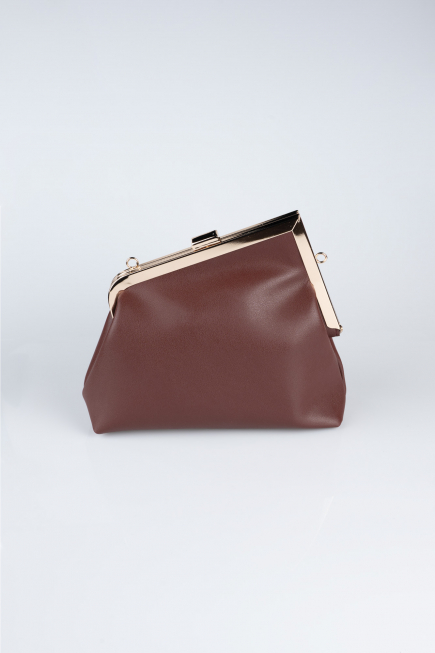 Sac de Soirée Cuir Brun KC475