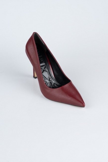 Stiletto Cuir Verni Rouge Bordeaux AB1133