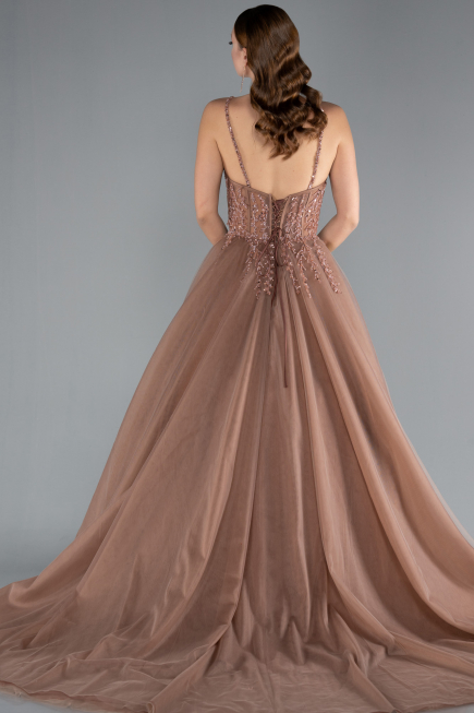Robe De Soirée De Créateur Longue Cuivre ABU4485
