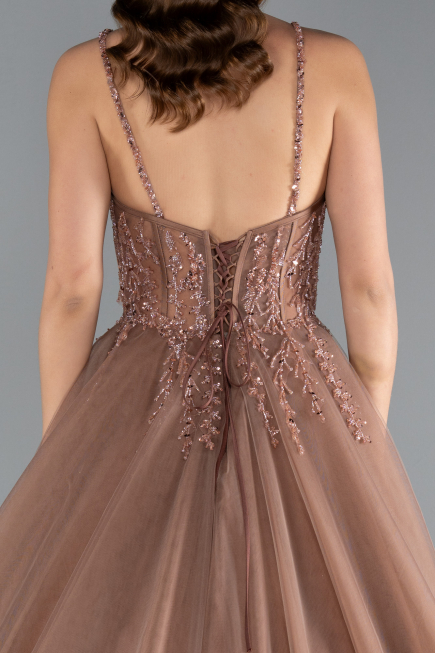Robe De Soirée De Créateur Longue Cuivre ABU4485