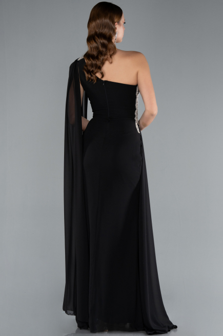 Robe de Soirée Longue Mousseline Noir ABU4406
