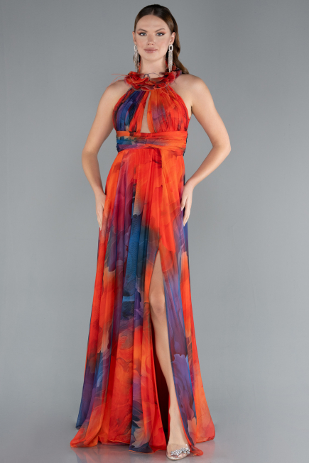 Robe de Soirée Longue Orange ABU4901