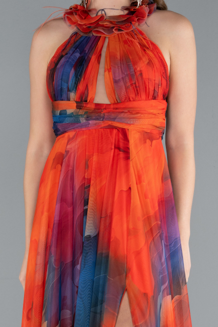 Robe de Soirée Longue Orange ABU4901