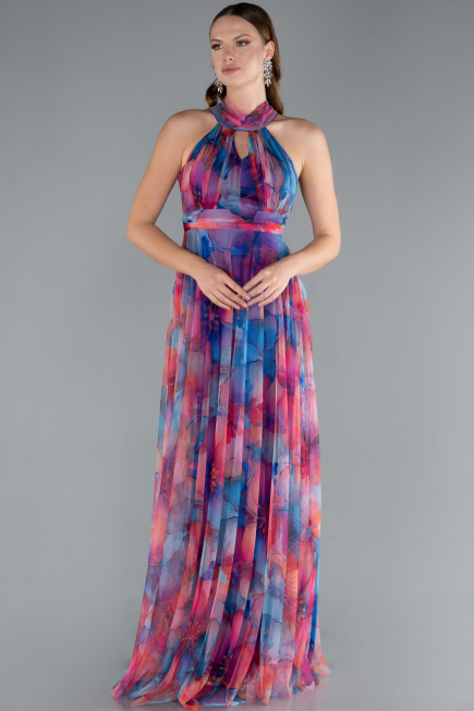 Robe De Cérémonie Longue Bleu Saxe ABU674