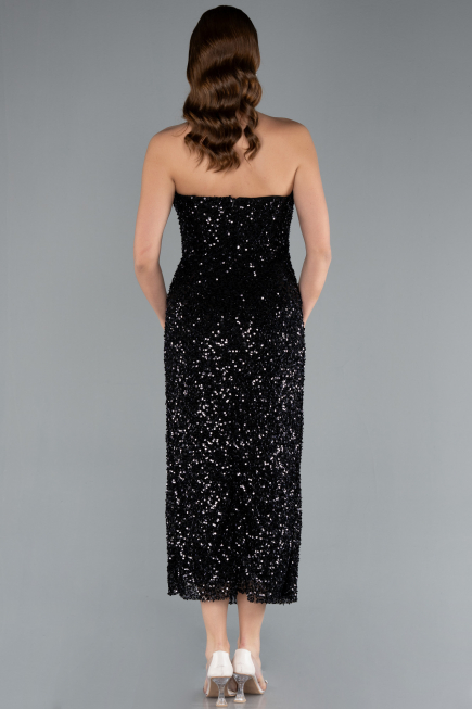 Robe de Cérémonie Midi Squameuse Noir ABK2335