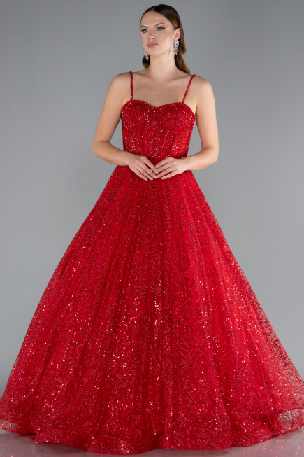 Robe de Soirée Longue Rouge ABU3839