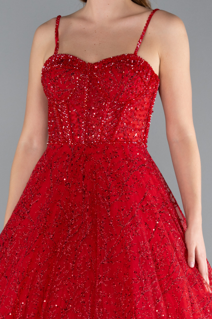 Robe de Soirée Longue Rouge ABU3839