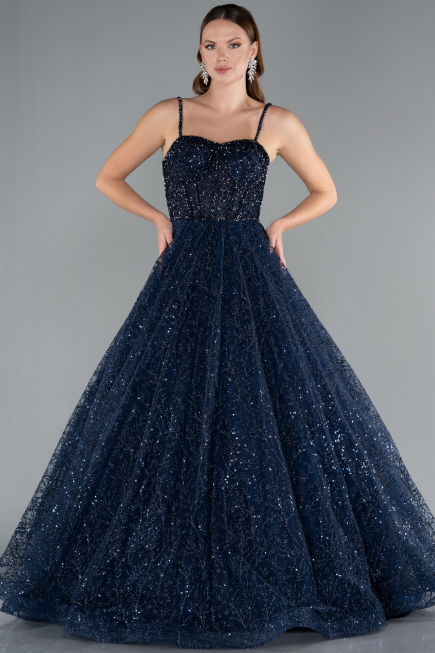 Robe de Soirée Longue Bleu Marine ABU3839