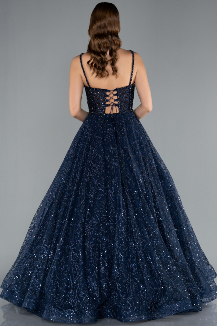 Robe de Soirée Longue Bleu Marine ABU3839