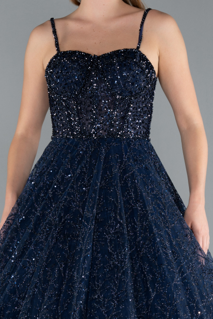 Robe de Soirée Longue Bleu Marine ABU3839