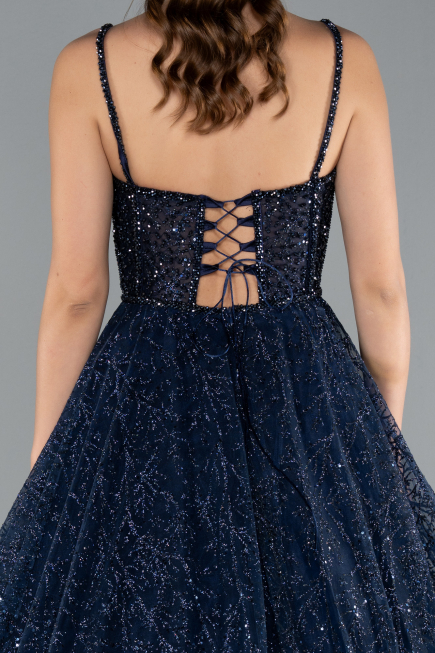 Robe de Soirée Longue Bleu Marine ABU3839