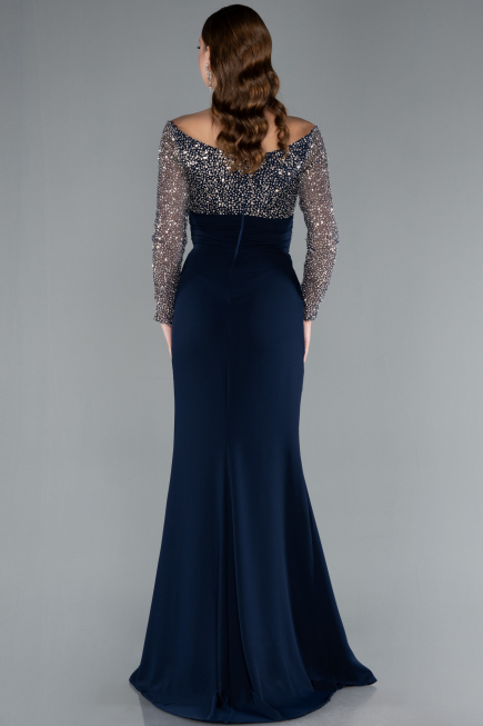 Robe de Soirée Longue Bleu Marine ABU4896