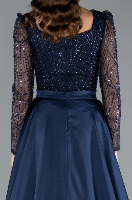 Robe de Soirée Longue Bleu Marine ABU4603