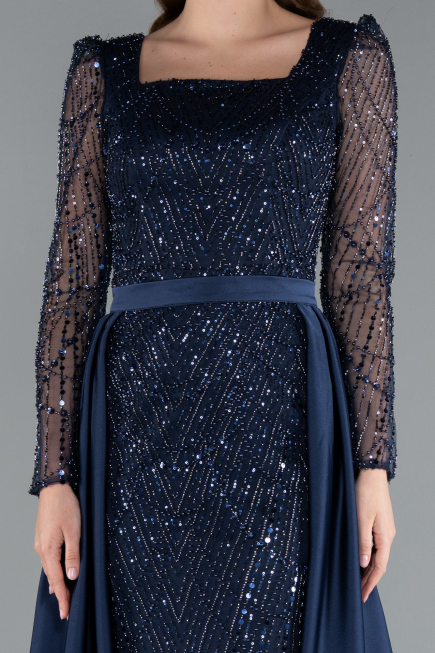 Robe de Soirée Longue Bleu Marine ABU4603