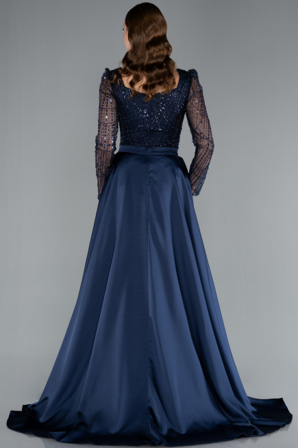 Robe de Soirée Longue Bleu Marine ABU4603