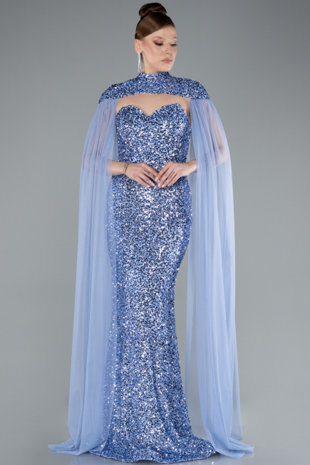 Robe de Soirée Longue Squameuse Indigo ABU4910