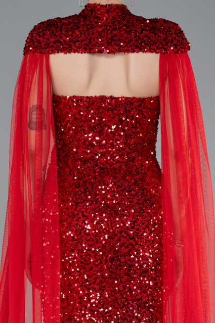 Robe de Soirée Longue Squameuse Rouge ABU4910