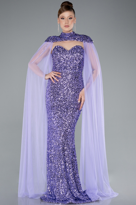 Robe de Soirée Longue Squameuse Lilas ABU4910