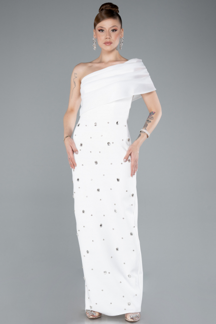 Robe de Cérémonie Midi Blanc ABK2337