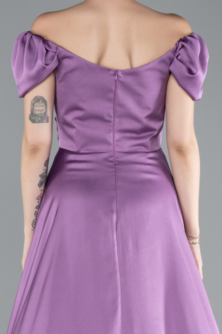 Robe De Soirée Satin Longue Lilas ABU4508