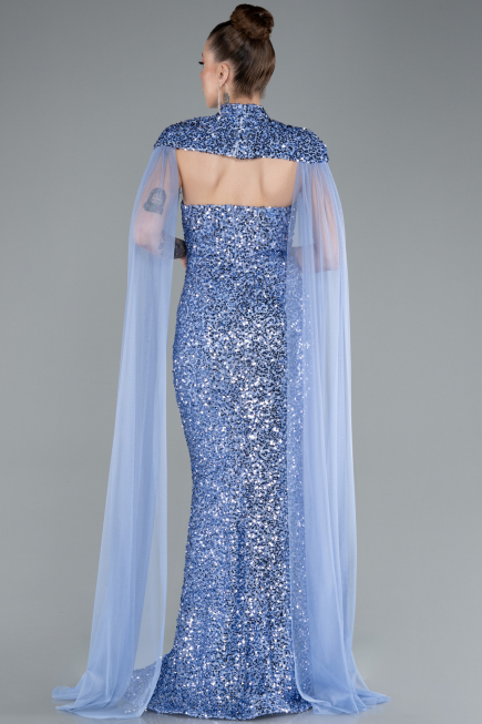 Robe de Soirée Longue Squameuse Indigo ABU4910