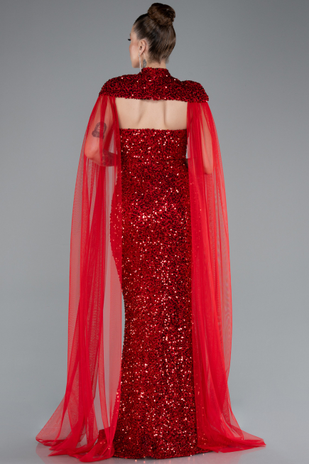 Robe de Soirée Longue Squameuse Rouge ABU4910