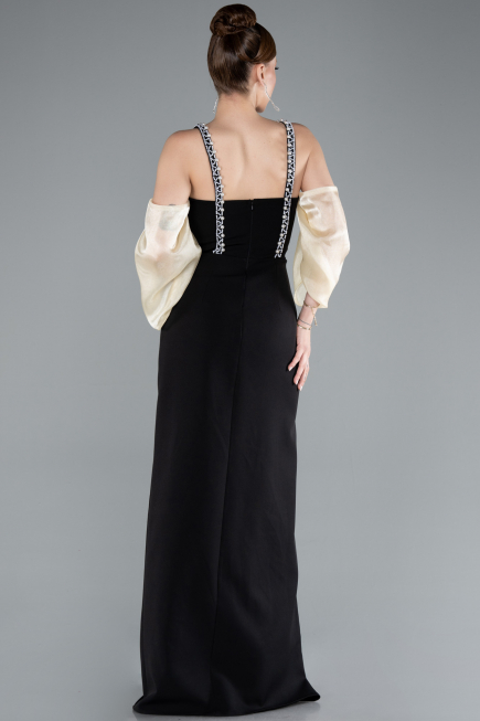 Robe De Cérémonie Longue Noir-Jaune ABU2911