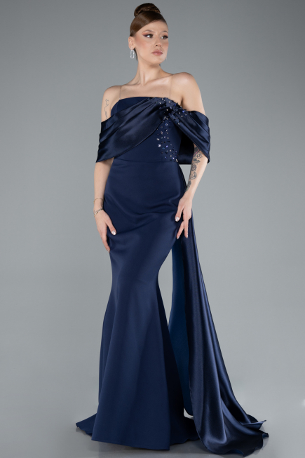 Robe Queue de Poisson Longue Bleu Marine ABU4920
