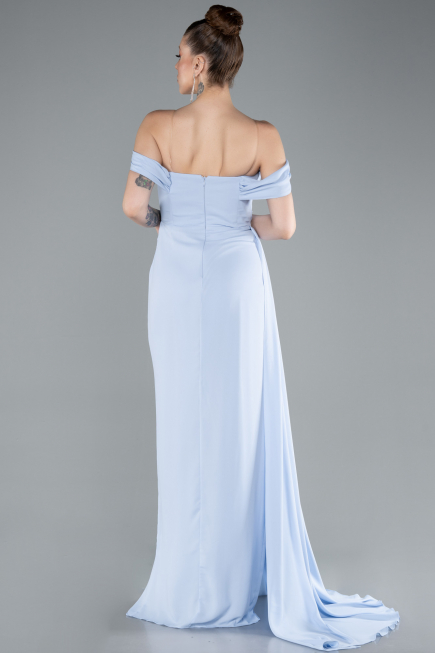 Robe de Soirée Longue Mousseline Bleu clair ABU4925