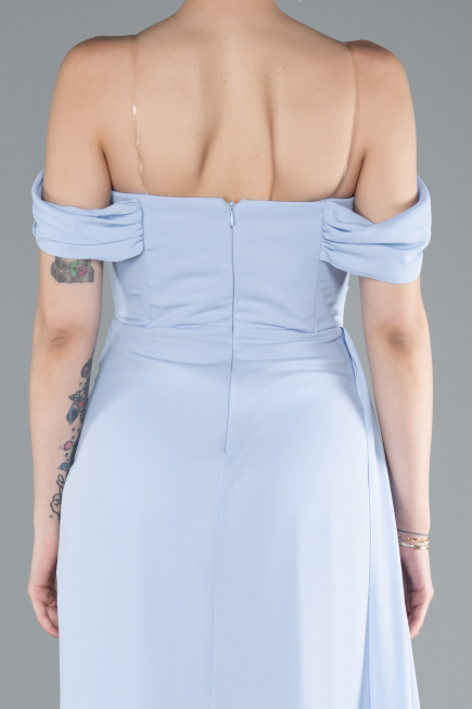 Robe de Soirée Longue Mousseline Bleu clair ABU4925