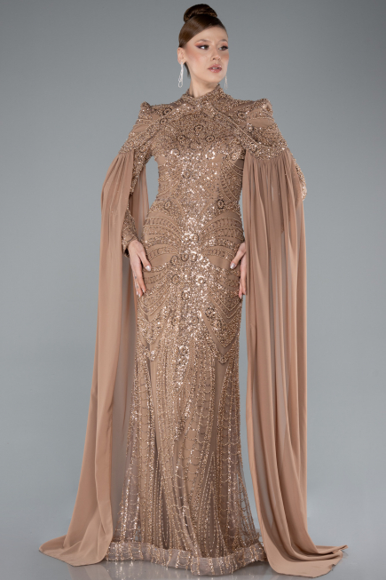 Robe Grande Taille Longue Cuivre ABU4935