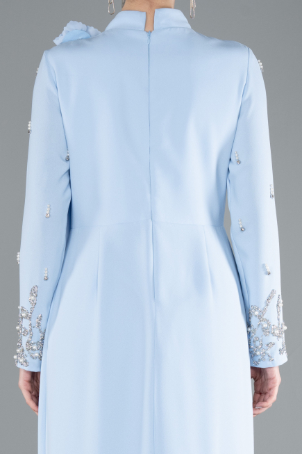 Tenue de Soirée Voilée Longue Bleu clair ABU4931