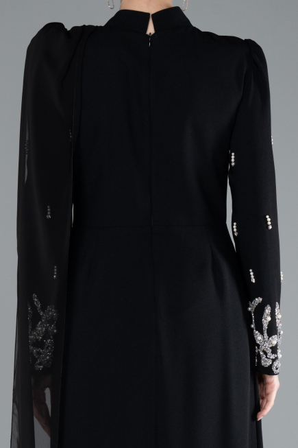 Tenue de Soirée Voilée Longue Noir ABU4931