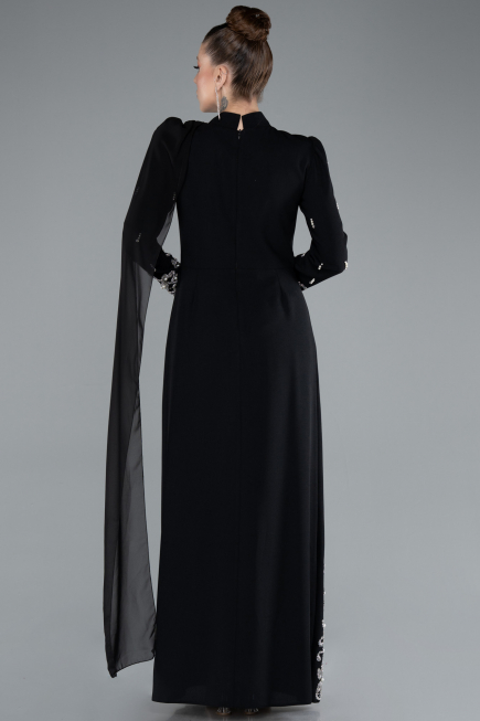 Tenue de Soirée Voilée Longue Noir ABU4931