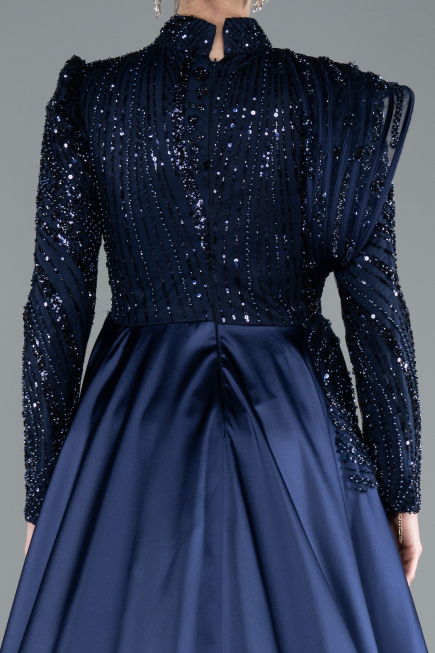 Tenue de Soirée Voilée Longue Bleu Marine ABU4932