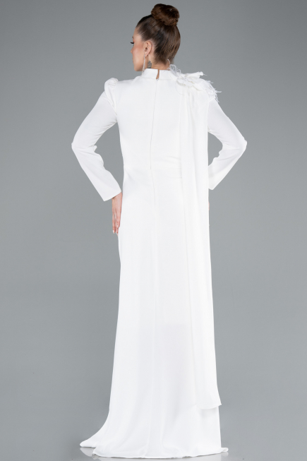 Tenue de Soirée Voilée Longue Blanc ABU4934