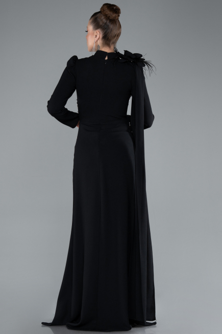 Tenue de Soirée Voilée Longue Noir ABU4934